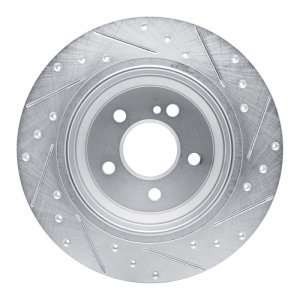 Mercedes-Benz SL500 Brake Rotor (1) - Rear Left - R1 Concepts - Drilled & Slotted - Silver - `03-`06